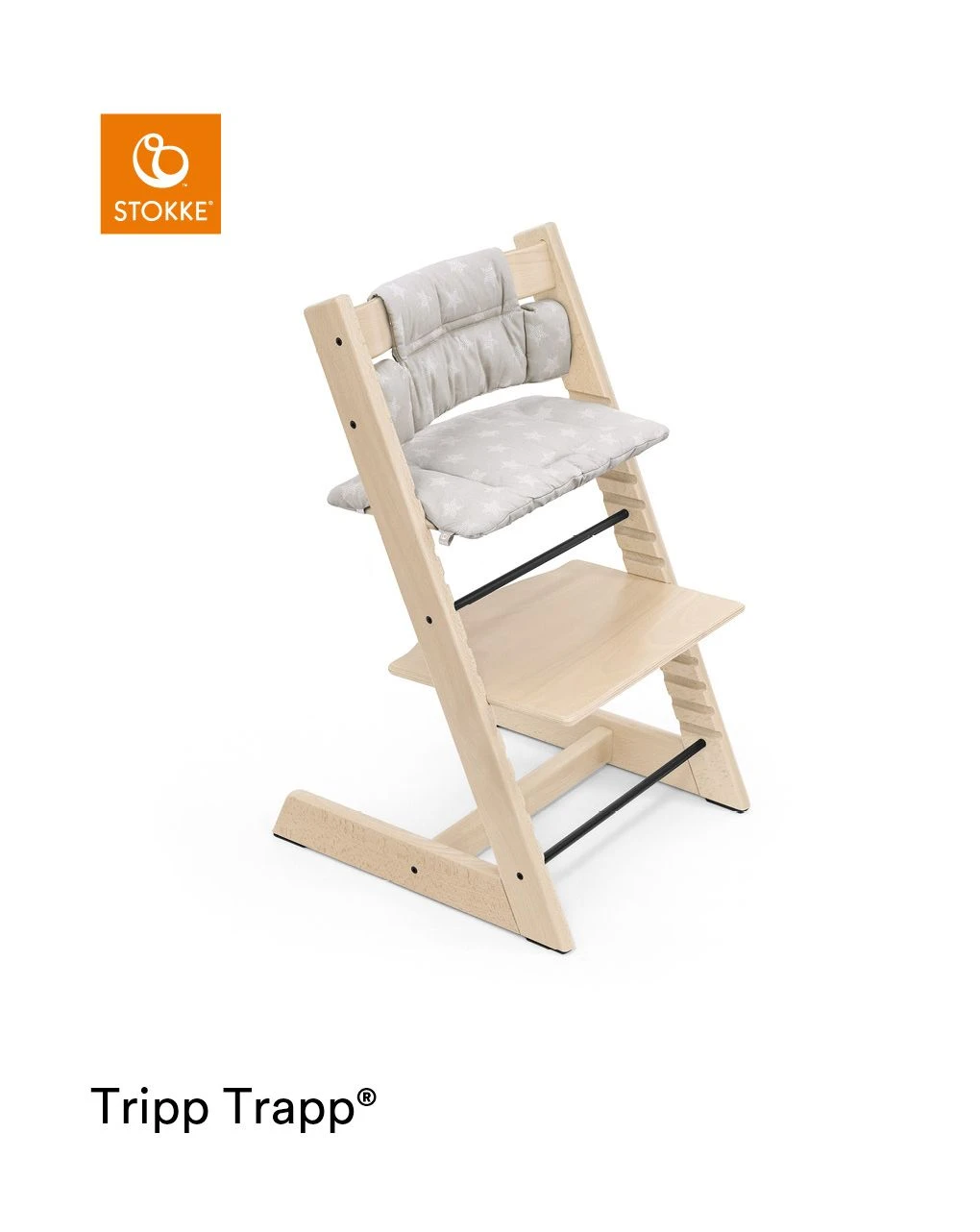 Tripp Trapp® Classic Cushion Stars Silver Ocs Cuscino Per Seggiolone, Morbido E Avvolgente Per Il Tuo Bambino - immagine 2