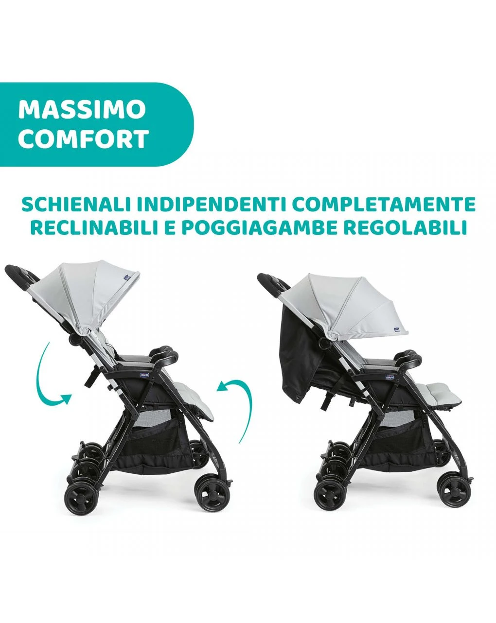 Passeggino Gemellare Ohlalà Twin Silver Cat - immagine 3