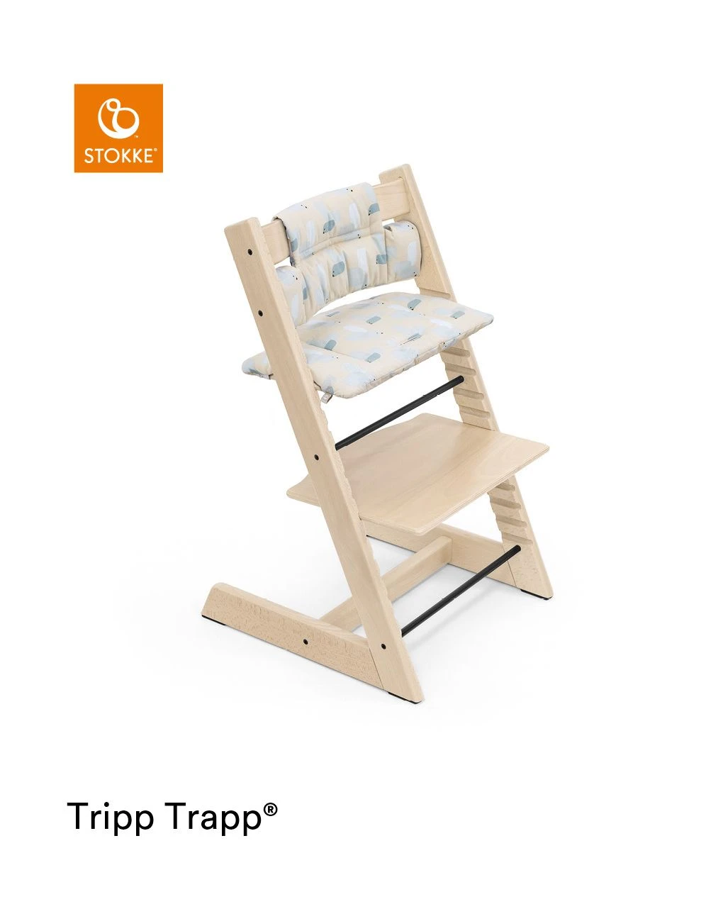 Tripp Trapp® Classic Cushion Birds Blue Ocs Cuscino Per Seggiolone, Morbido E Avvolgente Per Il Tuo Bambino - immagine 2