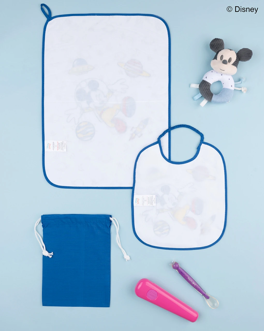 Prenatal Set Asilo Bimbo "mickey Mouse" Blu - immagine 2