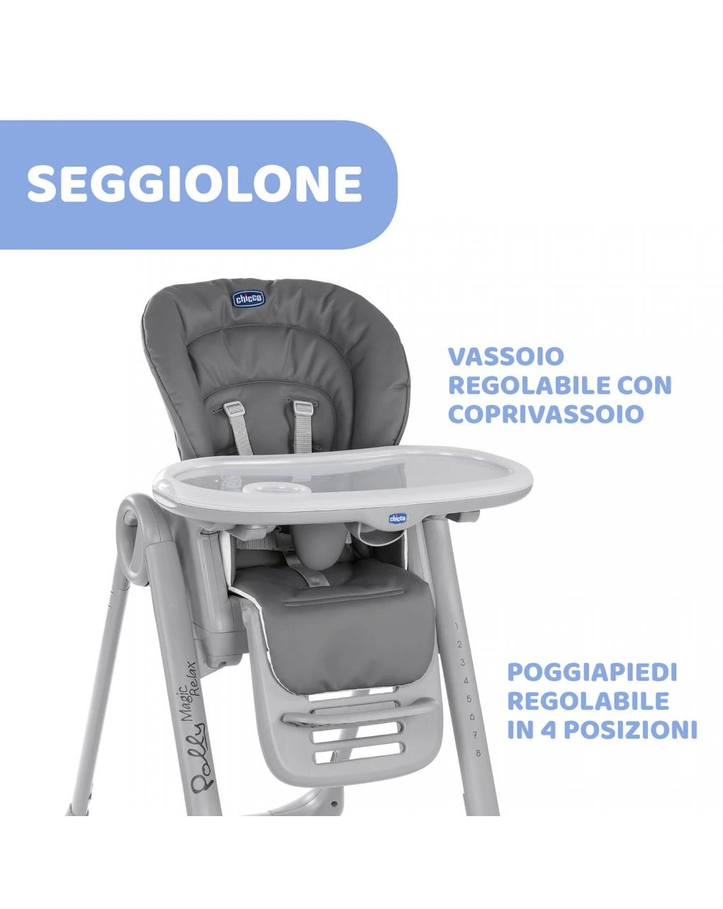 Seggiolone Chicco Polly Magic Graphite - immagine 3