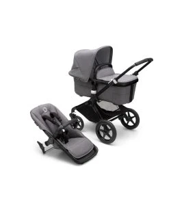Bugaboo Fox 3 Navicella E Passeggino Telaio Nero, Tessuti E Cappottina Grey Melange