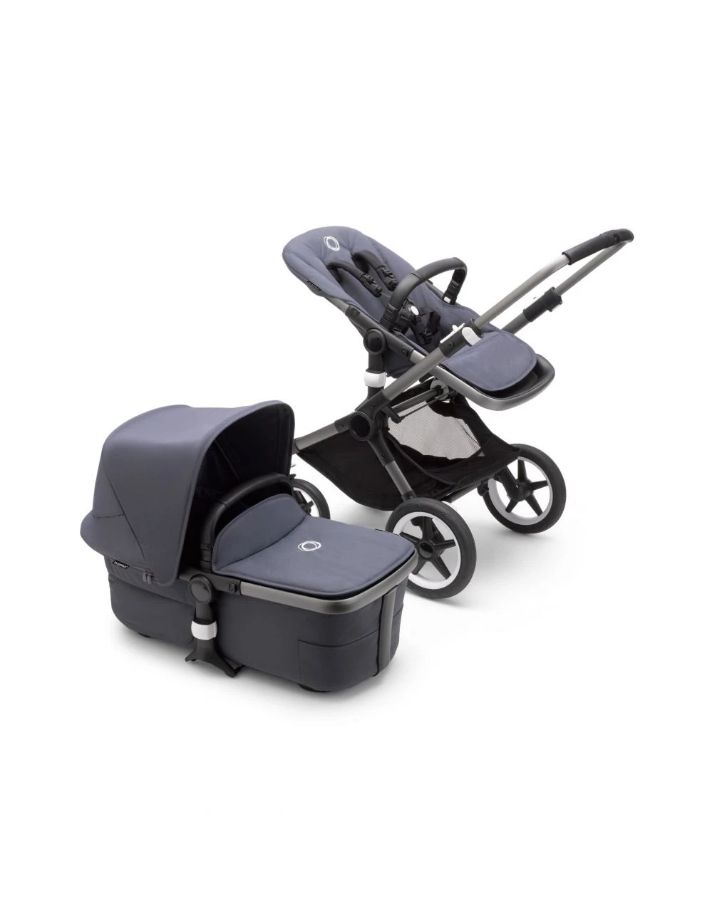 Bugaboo Fox 3 Navicella E Passeggino Telaio Graphite, Tessuti E Cappottina Stormy Blue - immagine 2