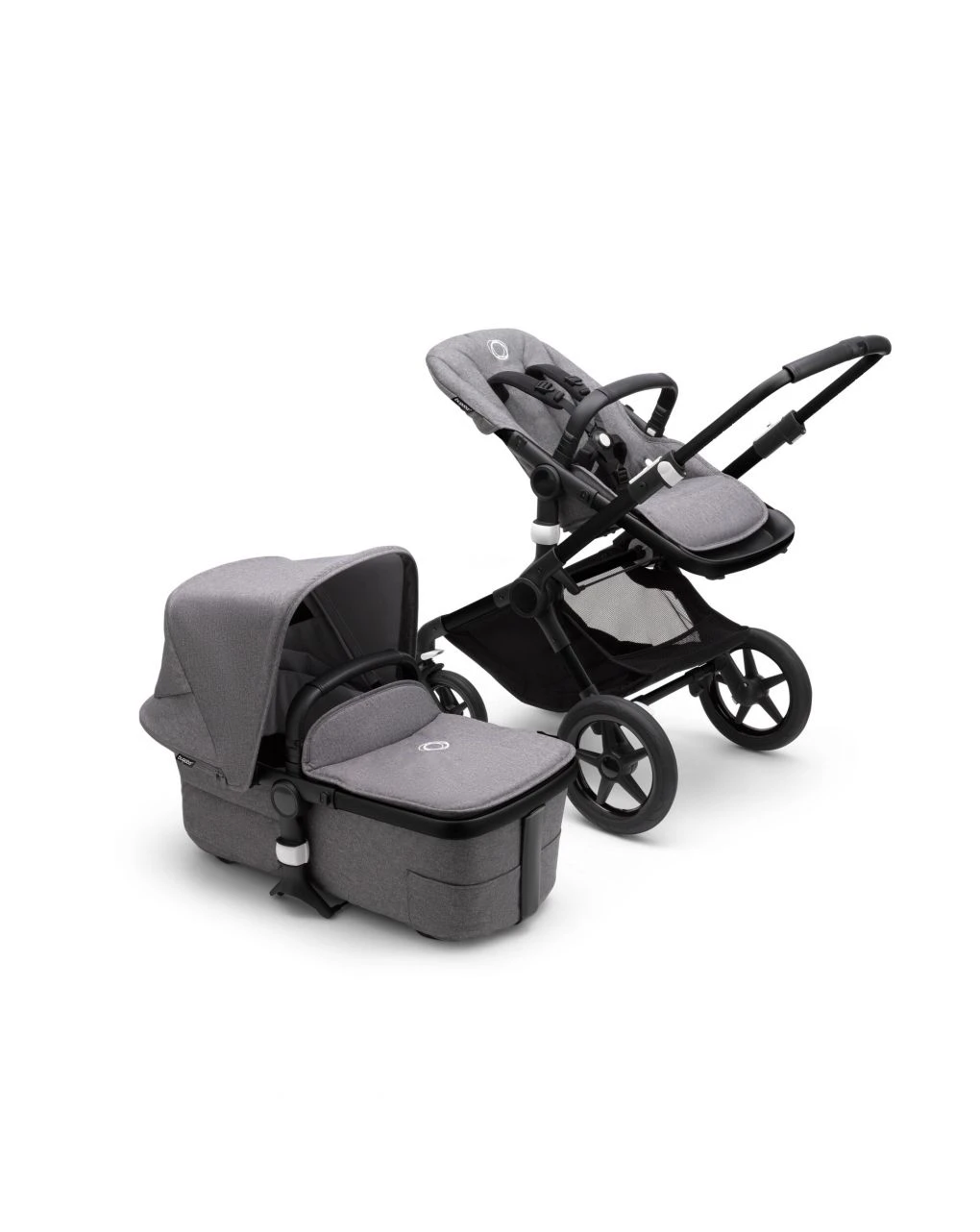 Bugaboo Fox 3 Navicella E Passeggino Telaio Nero, Tessuti E Cappottina Grey Melange - immagine 2