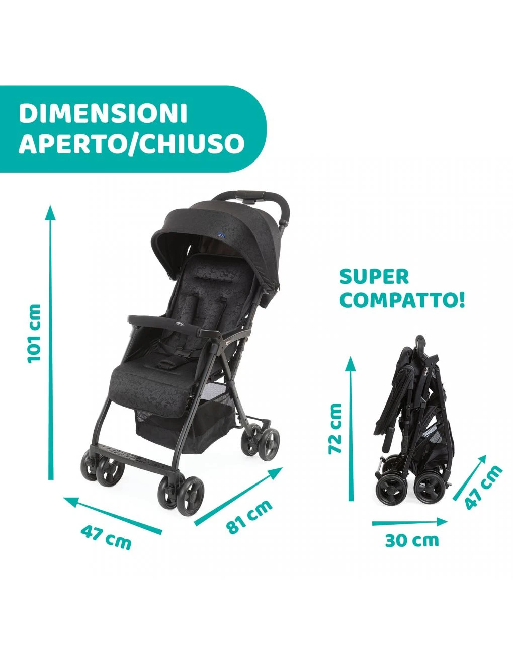 Passeggino OhlalĂ 3 Jet Black - Chicco - immagine 5