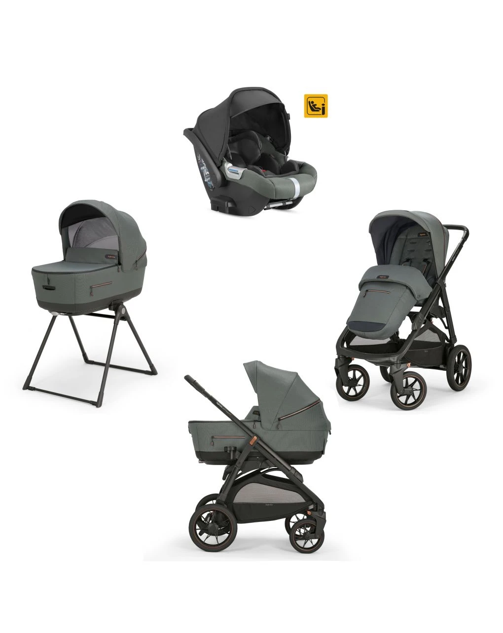 Aptica Xt System Quattro Con Seggiolino Darwin E Telaio - Colore Taiga Green - Inglesina